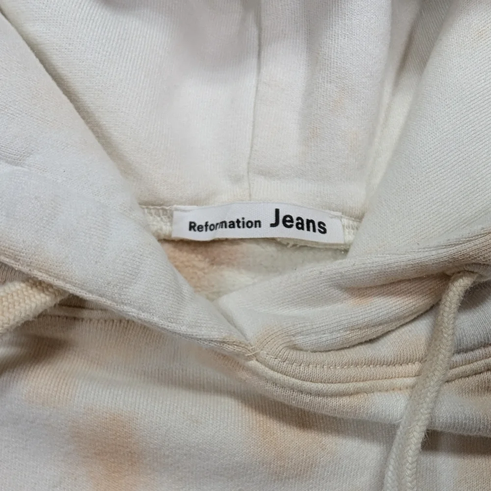 Reformation Hoodie Sweatshirt Womens L Beige Cream Tie Dye Tanner Relax Lounge - Picture 6 of 8